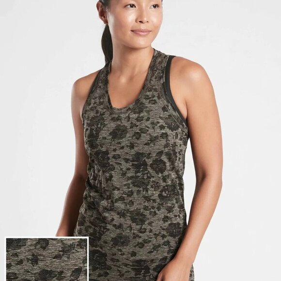 Athleta Momentum Seamless Tank Spacedye Floral Print Ancient Forest Size XS - Picture 1 of 10